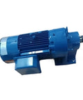 Rock Solid Heavy Duty Gear Reducer For Industrial Motors Built Tough with blue motor housing, ideal for speed control and torque boost.