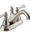 Haywood Centerset Bathroom Faucet In Brushed Nickel, Two Handle Sink Faucet With Drain Assembly, Fits 3 Hole 4 Inch Centerset Install