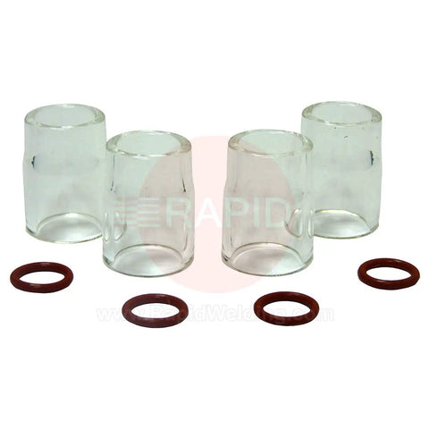 Pro Welding Cup Size Eight 0.500 Inch ID 4 Pack With Glass Cups and Mounting O Rings for Quick Replacement Fits Mild and Stainless Steel