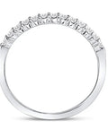 Solid 14K White Gold Real Natural Diamond Wedding Band Ring For Women.25 Carat Conflict Free Eternity Style Size Six side view with diamonds.
