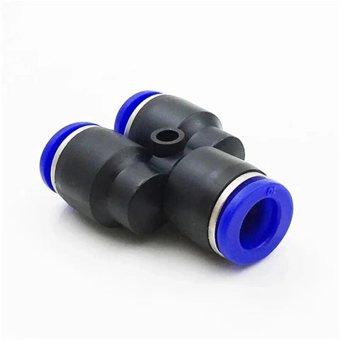 Push To Connect Hose Fittings Kit For Air Water Oil Lines Y shaped connector side view, durable quick release