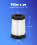2-Pack HEPA Replacement Filters For Mattress Vacuum Cleaner LW-P1012 Compatible Five Layer Filtration Size Diagram
