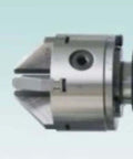 Close-up of Six Jaw Manual Angle Grinder clamping mechanism used for drill bit sharpening, precision engineering tool.