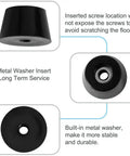 19 Pack Rubber Feet Bumpers With Metal Washers For Furniture And Cabinets showing metal washer insertion and design details.
