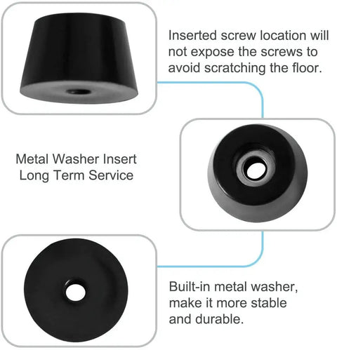 19 Pack Rubber Feet Bumpers With Metal Washers For Furniture And Cabinets showing metal washer insertion and design details.