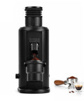 Kick Your Daily Coffee Routine Up A Level With This Premium Stepless Electric Coffee Grinder Boasting An 80MM Flat Burr And 550W Brushless Motor For Top Shelf Espresso Or Pour Over Brews That Hits Different Every Single Time, black grinder with ground coffee.