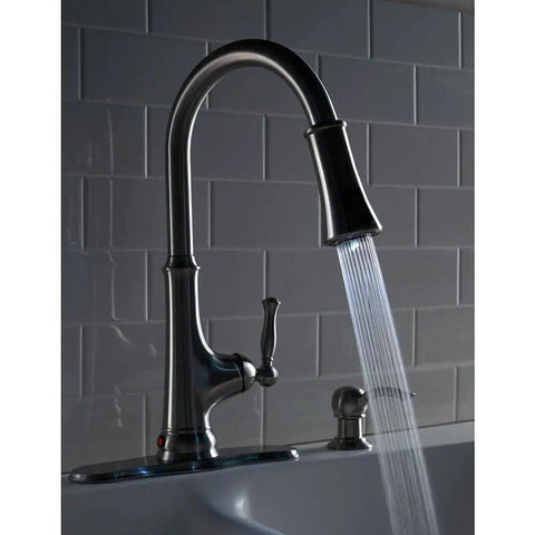 Touchless Single-Handle Pull-Down Kitchen Faucet With LED Light, Soap Dispenser, Hands-Free Sensor Sprayer In Stainless Steel