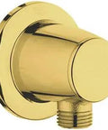 Movario Wall Union One Half Inch NPT Shower Hose Connector In Infinity Polished Brass For GROHE Hoses Durable Easy Install Hardware With A Limited Lifetime Warranty close-up