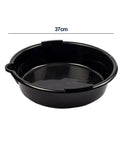 Heavy Duty Vehicle Service Drain Pan With Guide Lip Design For Smarter Oiling Jobs. 37cm round pan in black HDPE.
