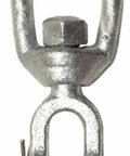 Heavy Duty Half Inch Jaw And Eye Swivel Shackle Forged From C1045 Steel With Hot Dipped Galvanized Coating, top view.