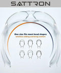 Tough As Nails Heavy Duty Clear Safety Glasses 100 Pack showing one size fits most head shapes, designed for comfort and minimal sliding.