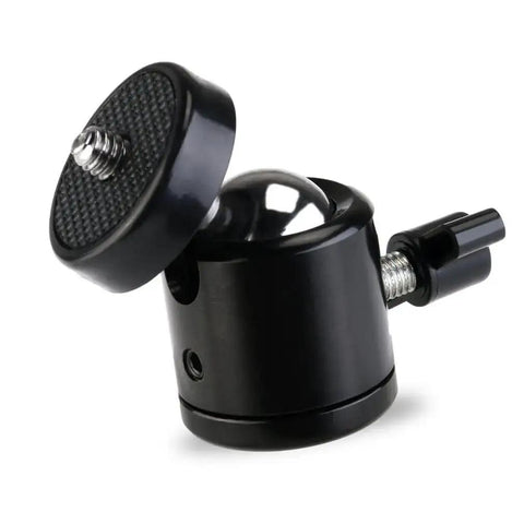 Close-up of 360 Degree Swivel Mini Tripod Ball Head With 1/4-20 Screw For GoPro And DSLR Cameras Camcorders LED Lights And Go-To Mount