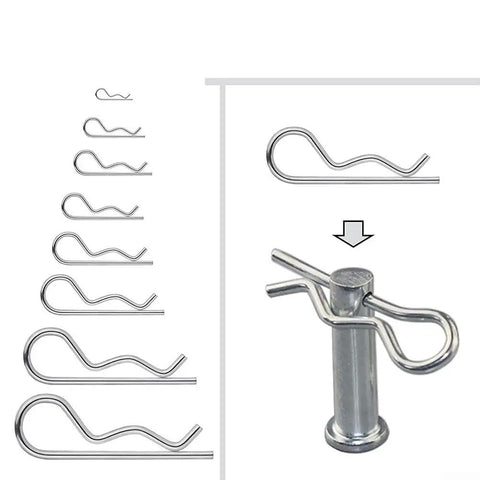 Must Have Heavy Duty 100 Pcs Carbon Steel Zinc Plated Hitch Pin Clip Set With Storage Box 6 Sizes From M1 To M2.5 Tractor Cotter Pins