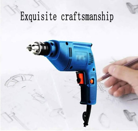Heavy Duty Lithium Hammer Drill And Driver Set Packing Badass Torque With Smooth Variable Speed And Reversible Action Comes Fully Loaded Including Fast Charger And Durable Storage Bag, blue drill in focus with sketches.