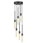 Dimmable LED Ceiling Pendant Light With Six Lights, Modern Industrial Chandelier, Crystal Bubble Shade, Height Adjustable