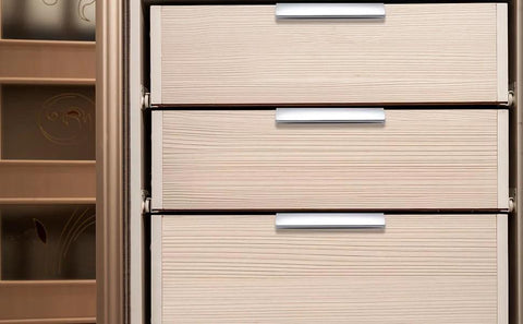 Drawer with Nickel Plated Aluminum Alloy Curved Edge Finger Pulls For Cabinets And Drawers, 5.9 Inch Length With 5 Inch Hole Spacing