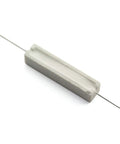 10 Pack 10 Ohm Cement Resistors 10W Horizontal Wirewound Components close-up showing gray resistor with metal leads for reliable circuit testing.