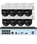 Total Game Changer 8MP 4K POE PTZ Security Camera Surveillance Kit with eight cameras and NVR for outdoor remote viewing.