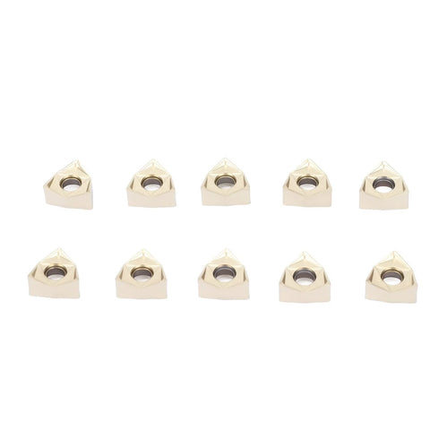 10-pack gold-tone indexable carbide inserts with center-hole for lathe turning tools