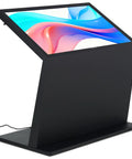 Top Shelf 49 Inch Interactive Touchscreen Kiosk With Smooth Ten Point Capacitive Panel And Rock Solid Android 11 Engine in sleek black design, perfect for navigation.