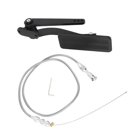 Beefed Up 36 Inch Mechanical Pedal Cable Assembly For LS Swaps Rock Solid Throttle Cable Clean Under Dash Routing Durable Pedal Linkage For Reliable Accelerator Performance And Easy LS Conversion, black pedal and braided cable