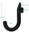 Close-up view of black steel hook for Squat Rack Hooks And Power Rack Attachments For DIY Storage, showing dimensions.