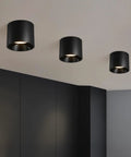 Dimmable Flush Mount LED Ceiling Light, 20W, 3 Color Temperatures 3000K/4000K/6000K, Black, installed in hallway ceiling.