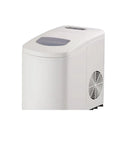 Top Shelf Compact Ice Maker For Countertops producing ice, sleek white finish, compact size for home bar setups.