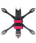 LS220 220mm Wheelbase 5 Inch T700 Carbon Fiber Frame Kit with visible 6.0mm arms and red straps, top view.