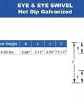 Top Shelf Eye Eye Swivel For Marine Mooring And Boat Towing Galvanized Steel dimensions and specifications chart.