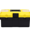 Rugged 13 Inch Plastic Tool Box With Secure Locking Latch And Removable Tray For Home Garage Or Truck Storage Padlock Ready Security