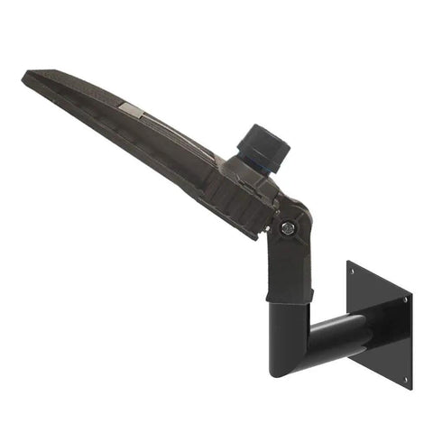 90 Degree L Shaped Wall Mount Bracket For Outdoor LED Lights Tenon Adaptor Dusk To Dawn Photocell Ready Perfect For Parking Lot Shoebox Street Lighting And Yard Fixtures Heavy Duty Weatherproof Build