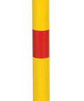 Straight Up Heavy Duty Steel Bollard To Secure Any Parking Spot Or Job Site Features Bright Yellow Wrap Around Reflectors with red stripes.