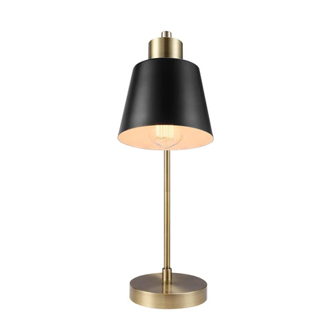 18 Inch Matte Brass Desk Lamp With Matte Black Shade, Adjustable Pivot For Precise Reading And Desk Work, Dope Sleek Modern Mid Century Style Lighting For Home Office Or Nightstand, front view