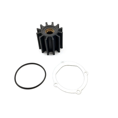 Water Pump Impeller Repair Kit Replacement For Johnson Volvo Penta Yanmar Indmar Jabsco Boats Featuring 12 Blade Neoprene Impeller, gasket, and O-ring