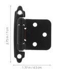Black Overlay Cabinet Door Hinges 6 Pack Self Closing Flush Face Mount Kitchen Cupboard Hinges, flat hinge detail