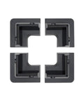 Four-piece set of no drill solar panel mount kit, surface mount, black for aluminum framed panels on RVs, trailers, and boats.