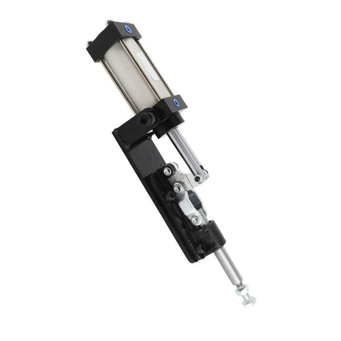 Heavy Duty Pneumatic Clamp Made From Carbon Steel For Welding And Forming Jobs With High Accuracy Auto Control And Easy Use Toggle Mechanism In Industry Production Ranging 0.5 9.0kgf Square Cm side view showing the cylinder and toggle mechanism.