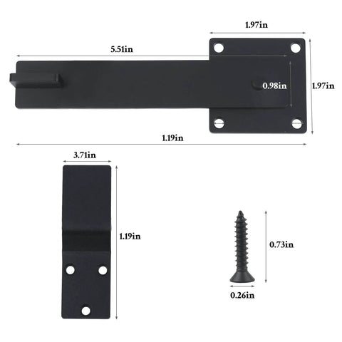 Six Inch Heavy Duty Barn Door Flip Latch With 360 Degree Rotatable Gate Lock For Wooden Fence Shed Farm Gate And Sliding Doors Matte Black Powder Coated Steel Includes Mounting Hardware dimensions