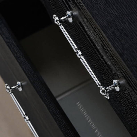 Installed 2 Pack 5 Inch Hole Center Polished Chrome Cabinet Pulls Durable Solid Zinc Alloy Drawer Handles on dark wood