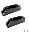 Industrial Grade Kayak and Canoe Nylon Self Lock Rope Tensioner Cleat for Boats, Durable Runner Clam Cleat Cord Lock, 2 Pack Spare Parts for Saltwater Use, Heavy Duty Self Lock Rope Cleat Fits Cords Up to 4mm, black nylon, with screws