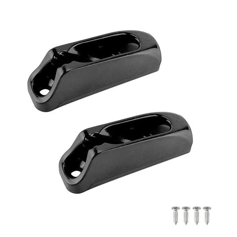 Industrial Grade Kayak and Canoe Nylon Self Lock Rope Tensioner Cleat for Boats, Durable Runner Clam Cleat Cord Lock, 2 Pack Spare Parts for Saltwater Use, Heavy Duty Self Lock Rope Cleat Fits Cords Up to 4mm, black nylon, with screws