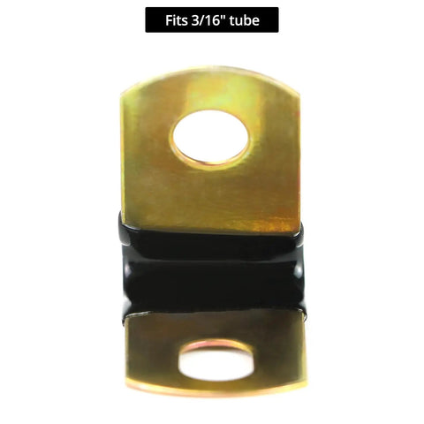 Brake Line Clip Set For Three Sixteenth Inch Tubing, Cushioned Steel Clips With Rubber Insulation, front view of clip