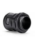 Heavy Duty Straight Corrugated Conduit Fitting Connector For Electrical Flexible Nylon Cable Hose Gland in black, 32mm size.