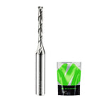 Front view: SHARPRO router bit, 1/8 in diameter, spiral upcut, 1/4 in shank, solid carbide
