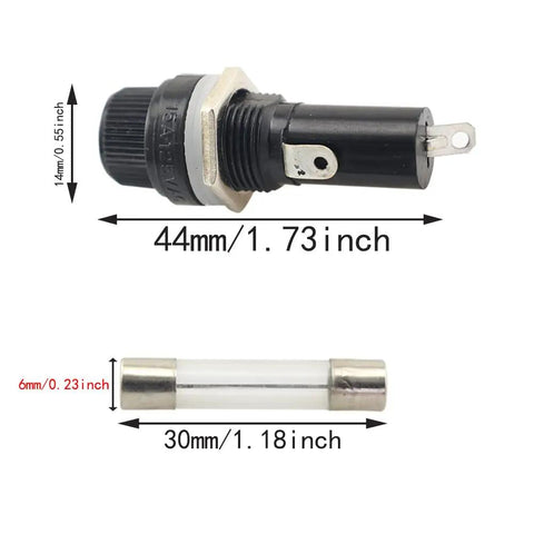 4 Pack 6x30mm Fuse Holders Panel Mount Screw Cap Style Built To Last For 250V AC 10A And 125V AC 15A Fuses, Black Plastic Image