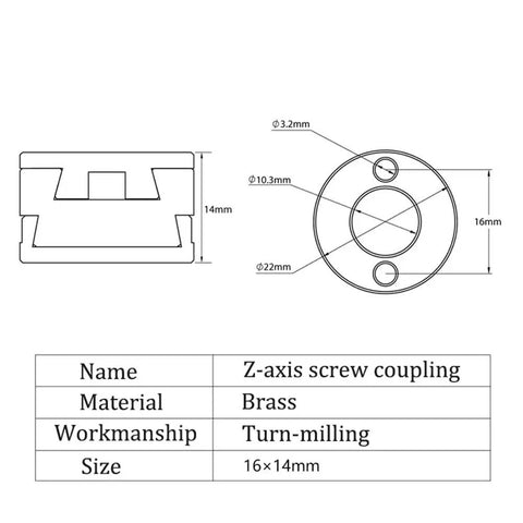 Premium 4-Piece Smooth Oldham Coupling For 3D Printer Z Axis Screw Fit VzBoT BLV T8 Hot Bed Upgrade Parts With Low Friction Design For Zero Vibrations And Super Clean Prints, brass 16x14mm