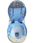 Hella Durable Round Resin Toilet Seat With Crystal Clear Aquarium Vibe And Smooth Sit Ergonomic Comfort Featuring Rock Solid Metal Hinges For A Top Tier Bathroom Setup That Looks Absolutely Sick open view with floral details and sand.