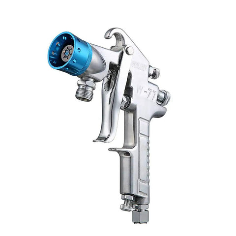 Hustle Friendly 10L Pneumatic Paint Pressure Pot With Upgraded Spray Gun, chrome spray gun with blue accents for smooth application.