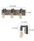 Rustic Wood And Oil Rubbed Metal Vanity Lights Farmhouse Wall Sconces with 21.3" back plate and adjustable sockets.